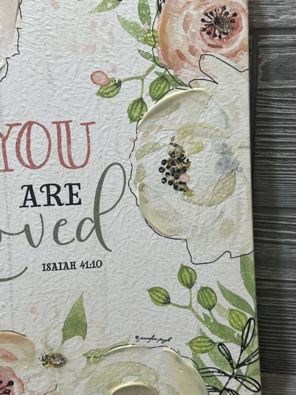 You Are Loved Isaiah 41:10 Floral Canvas Peach Flowers 12” X 10” Wall Decor